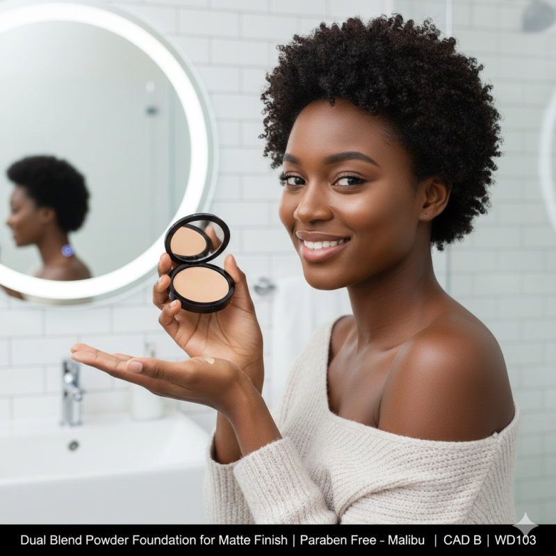 Dual blend powder foundation compact in shade Malibu for a flawless matte makeup finish — view 2