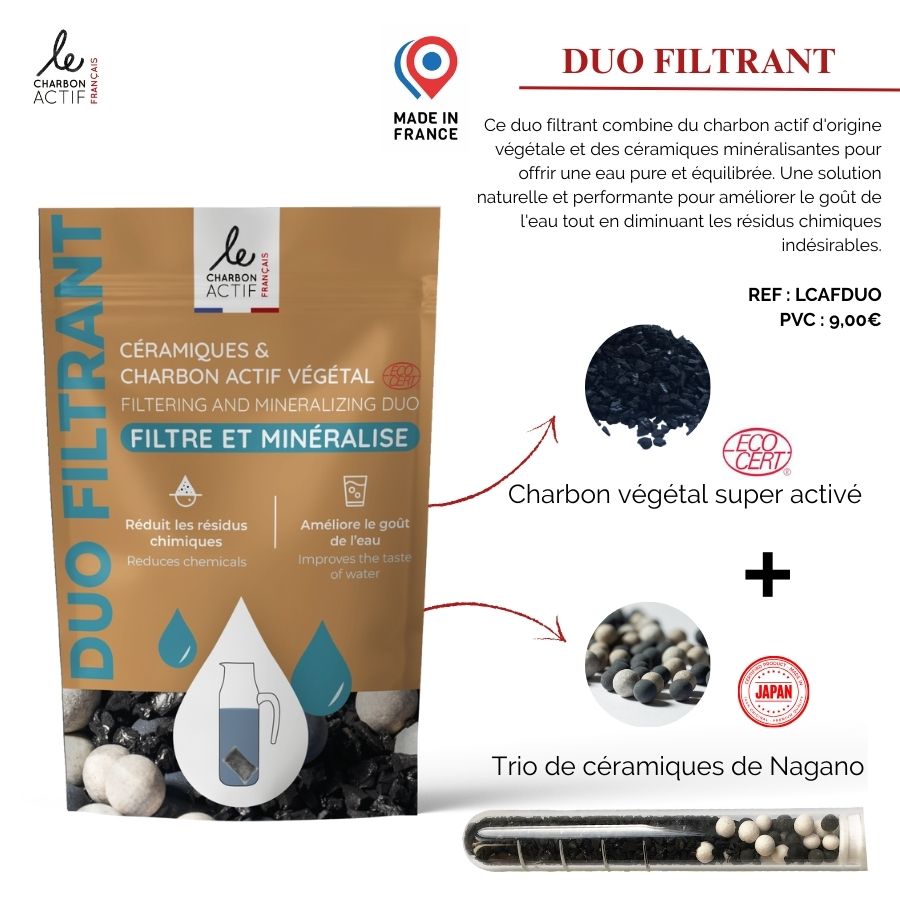 Duo filtrant : céramiques filtrantes + charbon végétal actif - filtre à eau naturel-3