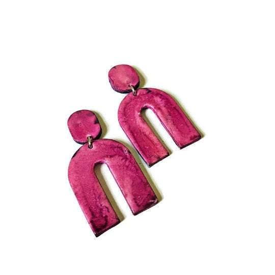 Arch Statement Earrings Handmade (Post or Clip On)- "Lucy"-11