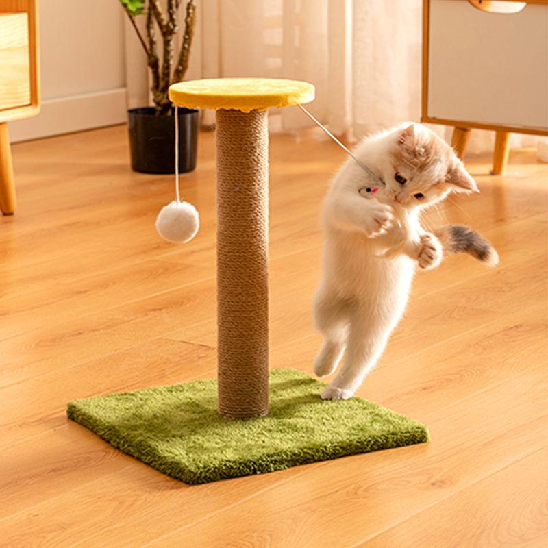 Durable vertical cat scratcher made of sisal featuring a tall post for scratching and stretching — view 4