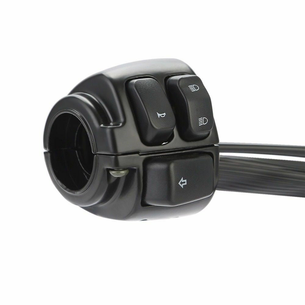Black aluminum motorcycle handlebar control switches with wiring harness for 1-inch handlebars — view 4