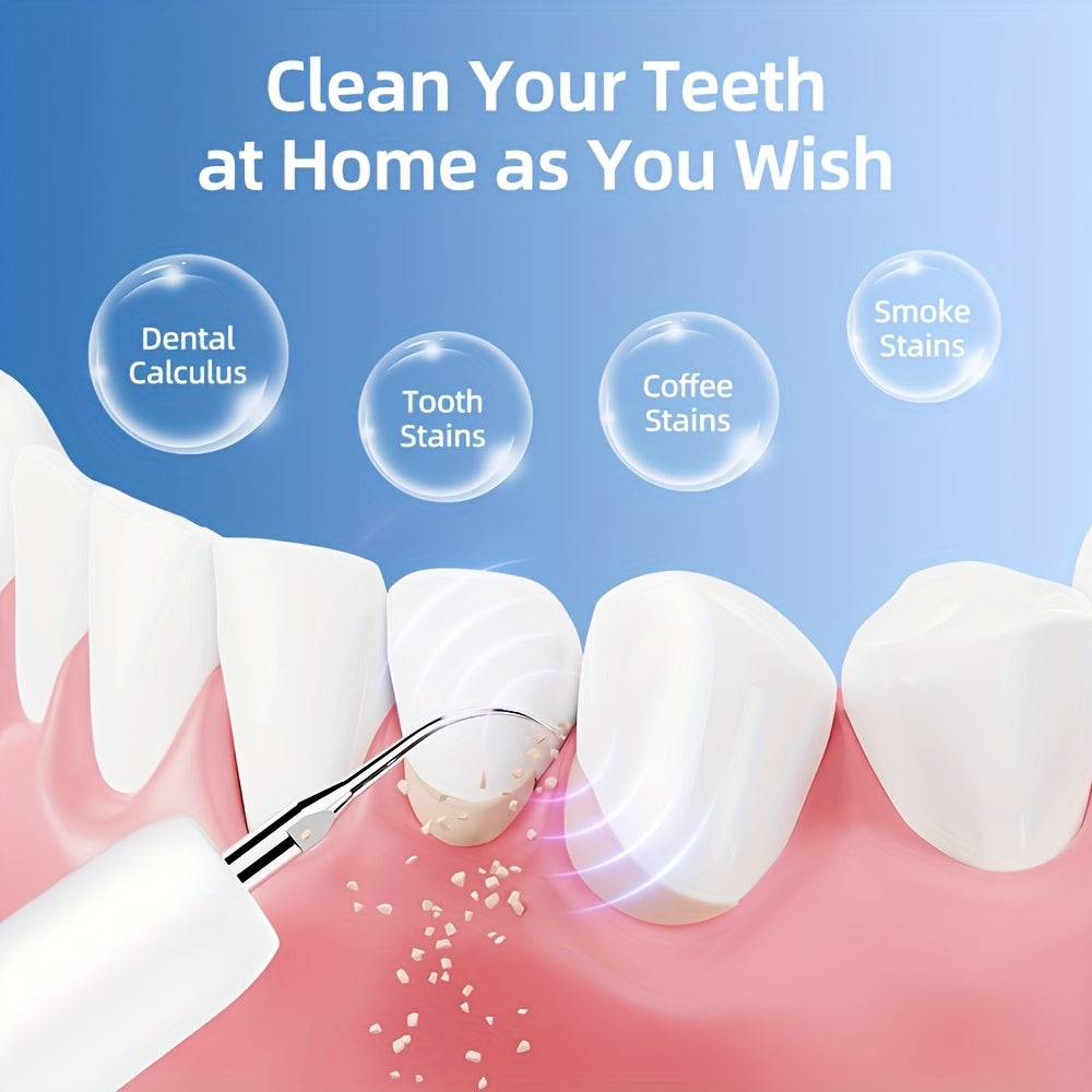 Rechargeable electric tooth cleaner in white with LED light and two replacement heads — view 3