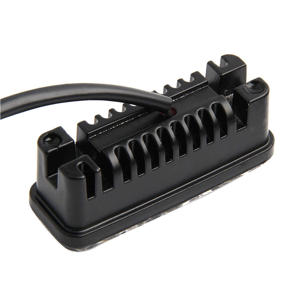 Black aluminum 3-LED daytime running lights with cool white beams and adjustable mounting brackets — view 3