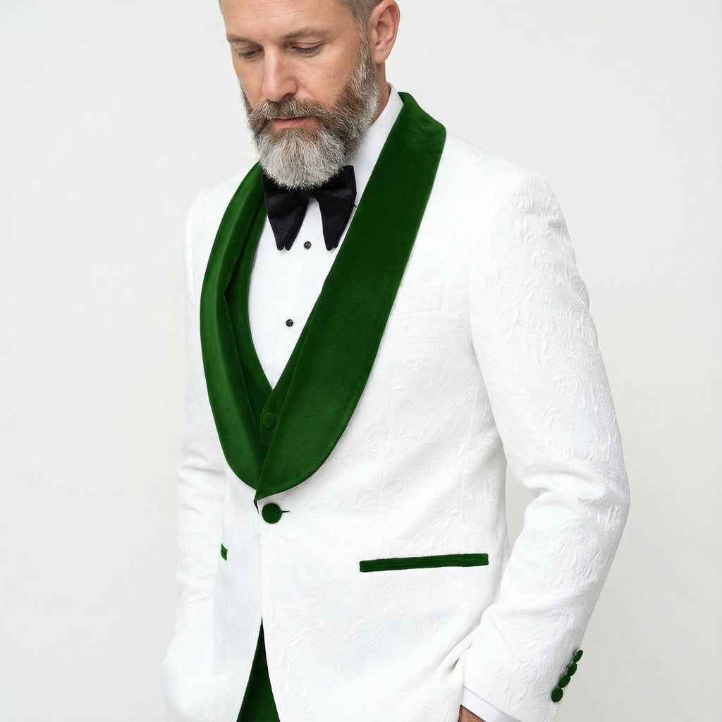 Men's Vested White Paisley Wedding & Prom Tuxedo-0