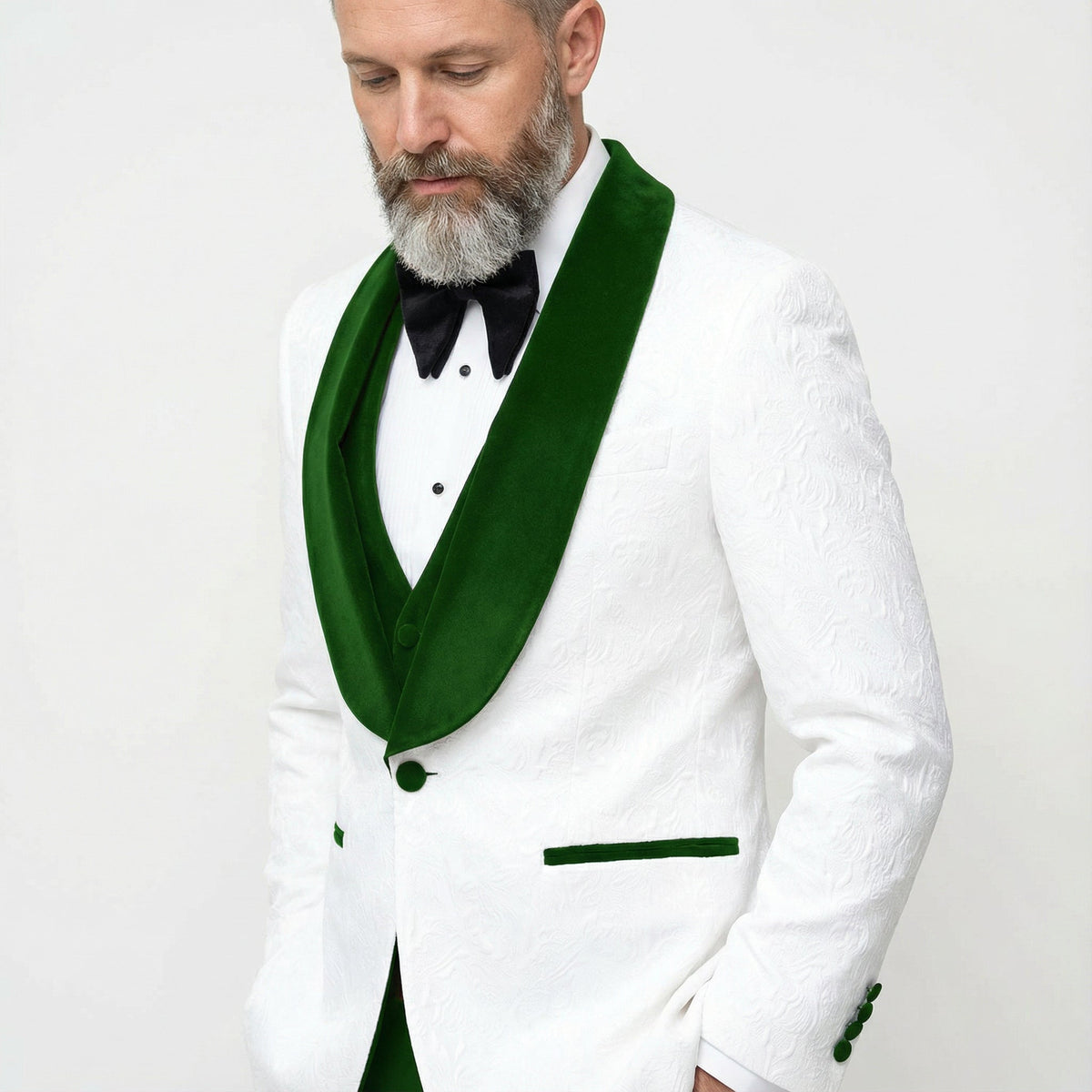 Men's Vested White Paisley Wedding & Prom Tuxedo-0