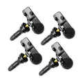 Black TPMS tire pressure sensor valve set of four with durable plastic and metal components