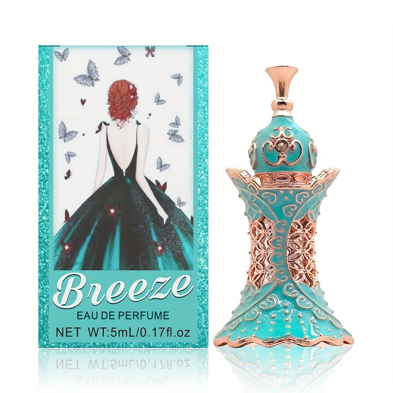 Women's travel perfume 5ml in an elegant blue and green glass bottle with citrus scent — view 3