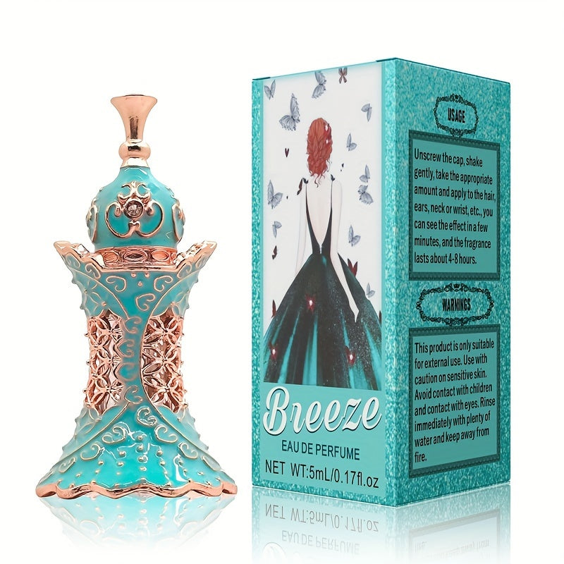 Women's travel perfume 5ml in an elegant blue and green glass bottle with citrus scent — view 4