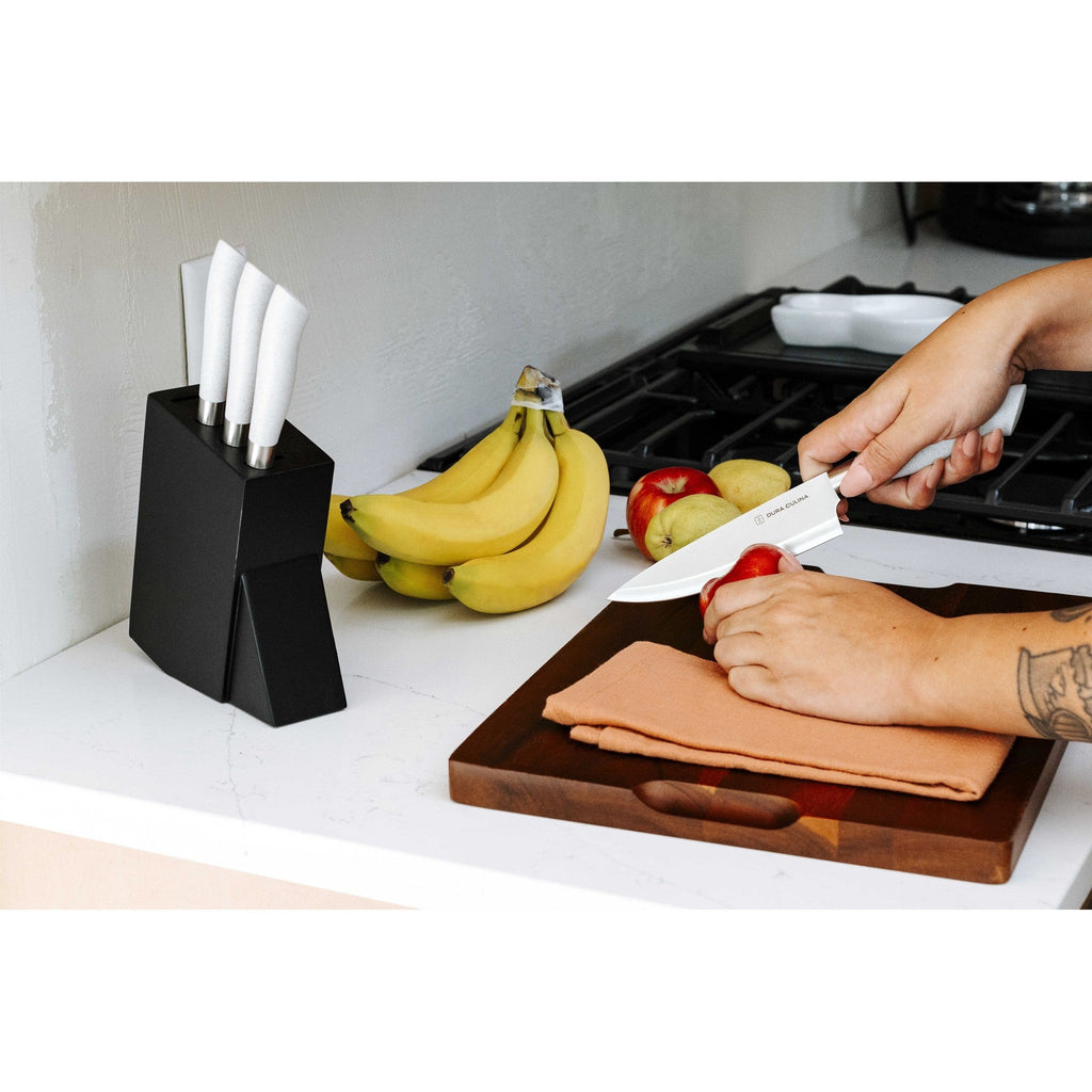 Eco-Cut 5-piece knife block set in grey with high-carbon German steel blades and ergonomic handles — view 3