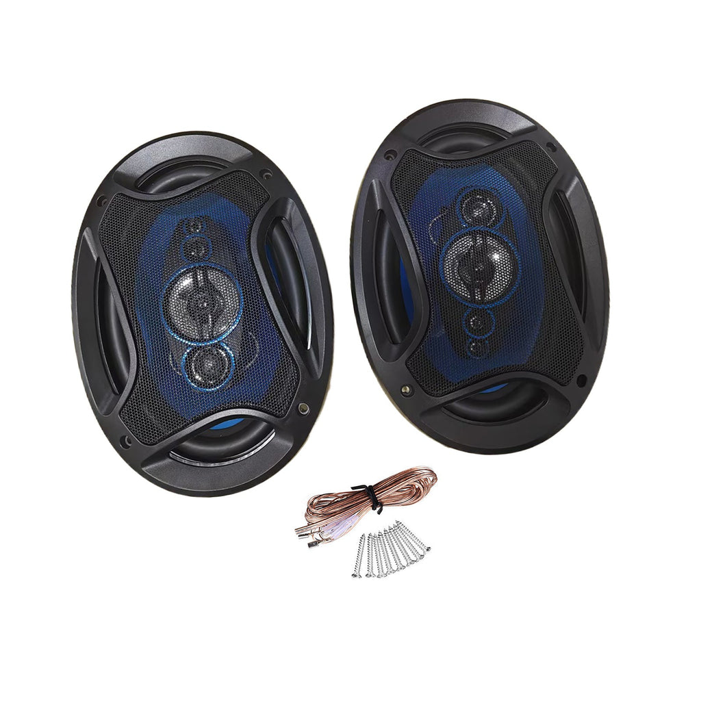 MAXCOOL 6x9 inch 1000W coaxial car door stereo speakers with protective mesh covers and wires — view 3