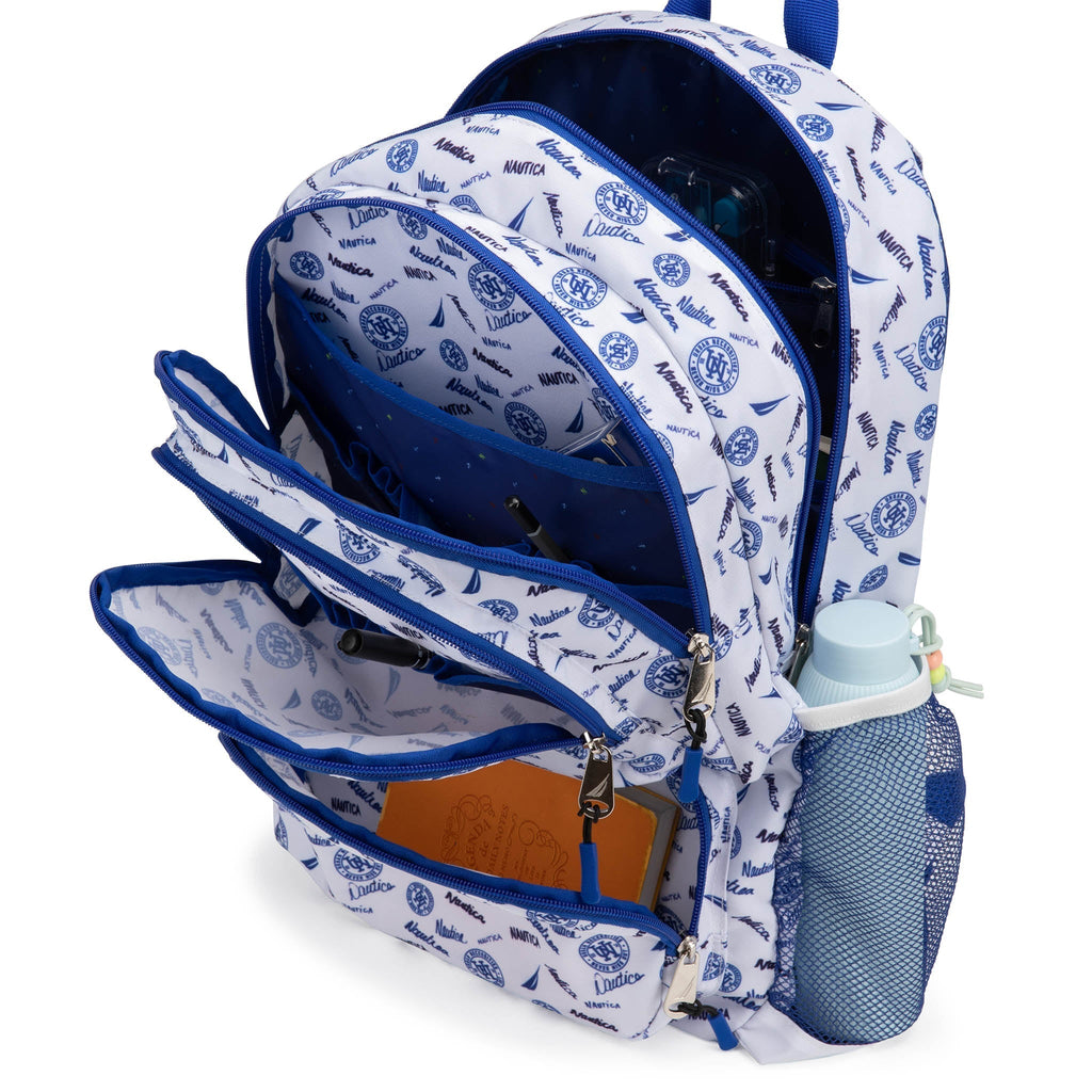 Nautica Varsity kids backpack in durable polyester with padded straps, laptop sleeve, and multiple pockets — view 2