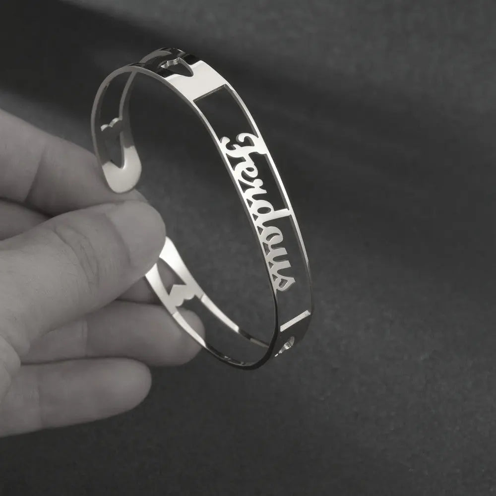 Customized Name Bracelet Personalized Custom Bangles Stainless Steel Jewelry-13