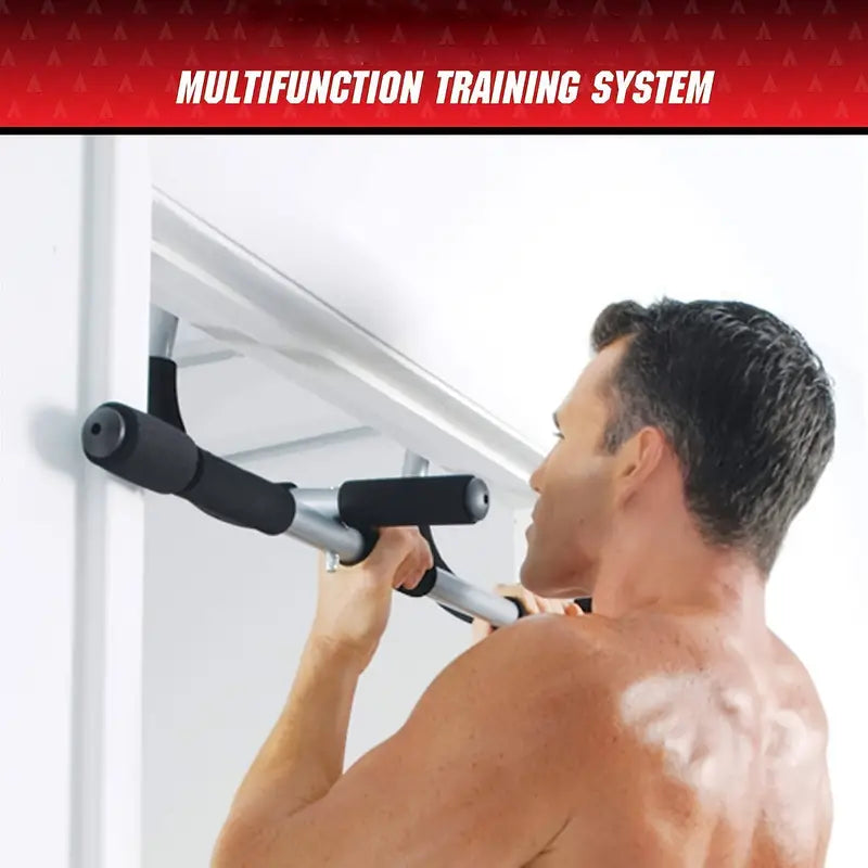 Portable iron doorway pull up bar set configured for upper body strength and grip training — view 5