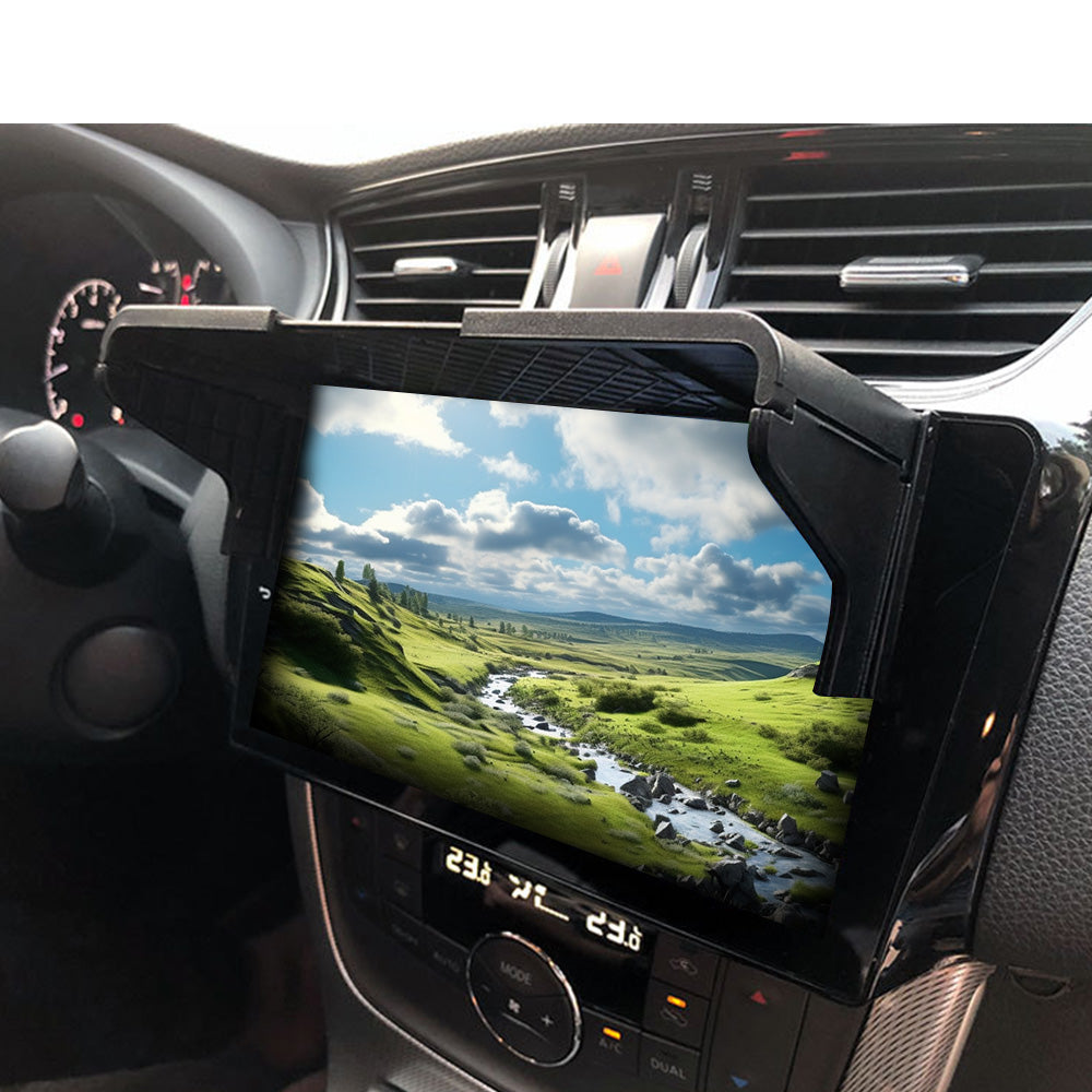 Adjustable black ABS GPS sunshade and anti-glare visor for 7 to 12 inch vehicle navigation screens — view 2