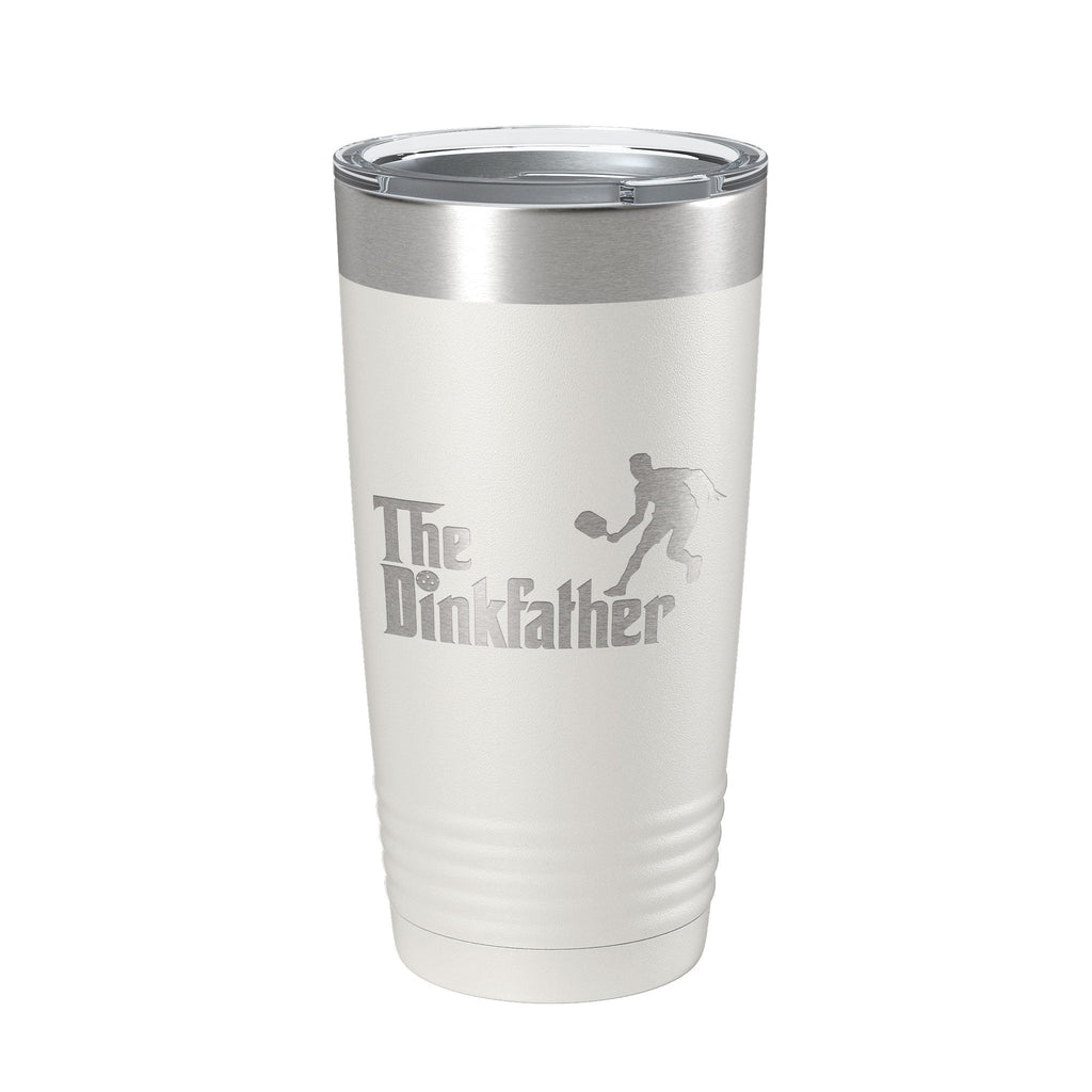 The Dinkfather funny 20oz insulated pickleball travel tumbler made of stainless steel with clear lid — view 2
