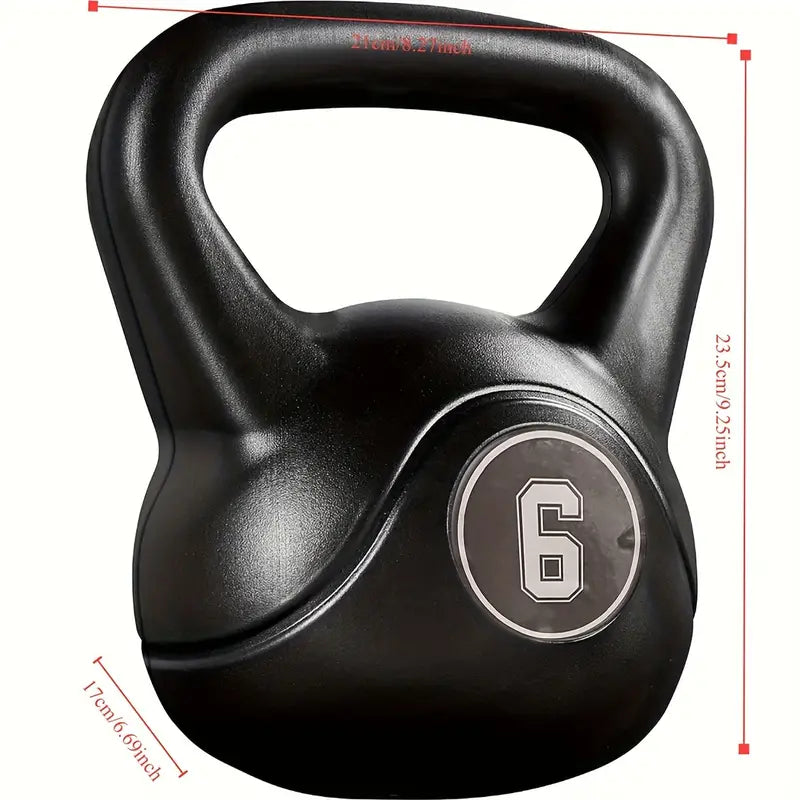 Black 6kg fitness kettlebell with ergonomic handle made from durable TPE material for strength training — view 5