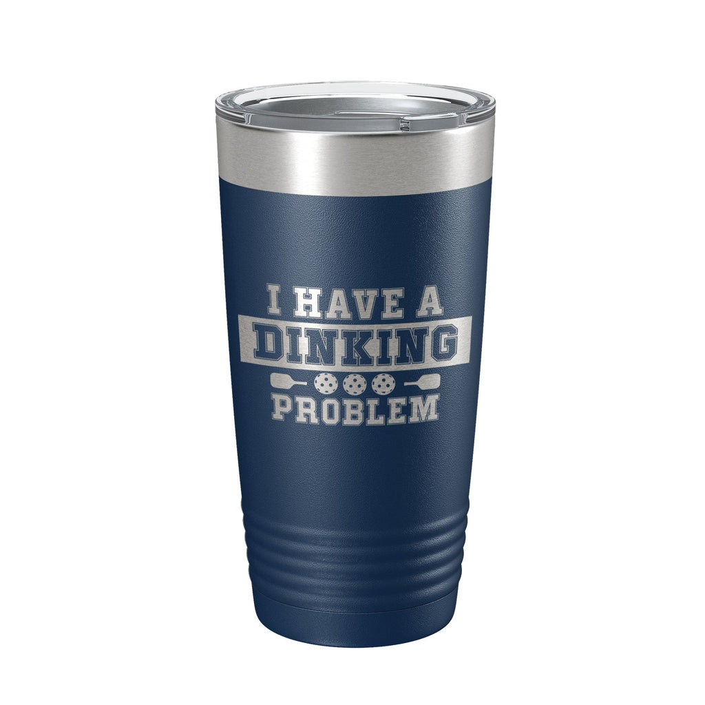 Funny pickleball 20oz insulated tumbler in powder coated stainless steel with clear lid and narrow base — view 3