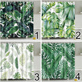 Waterproof tropical plant fabric shower curtain with rust-proof metal hooks for bathroom decor