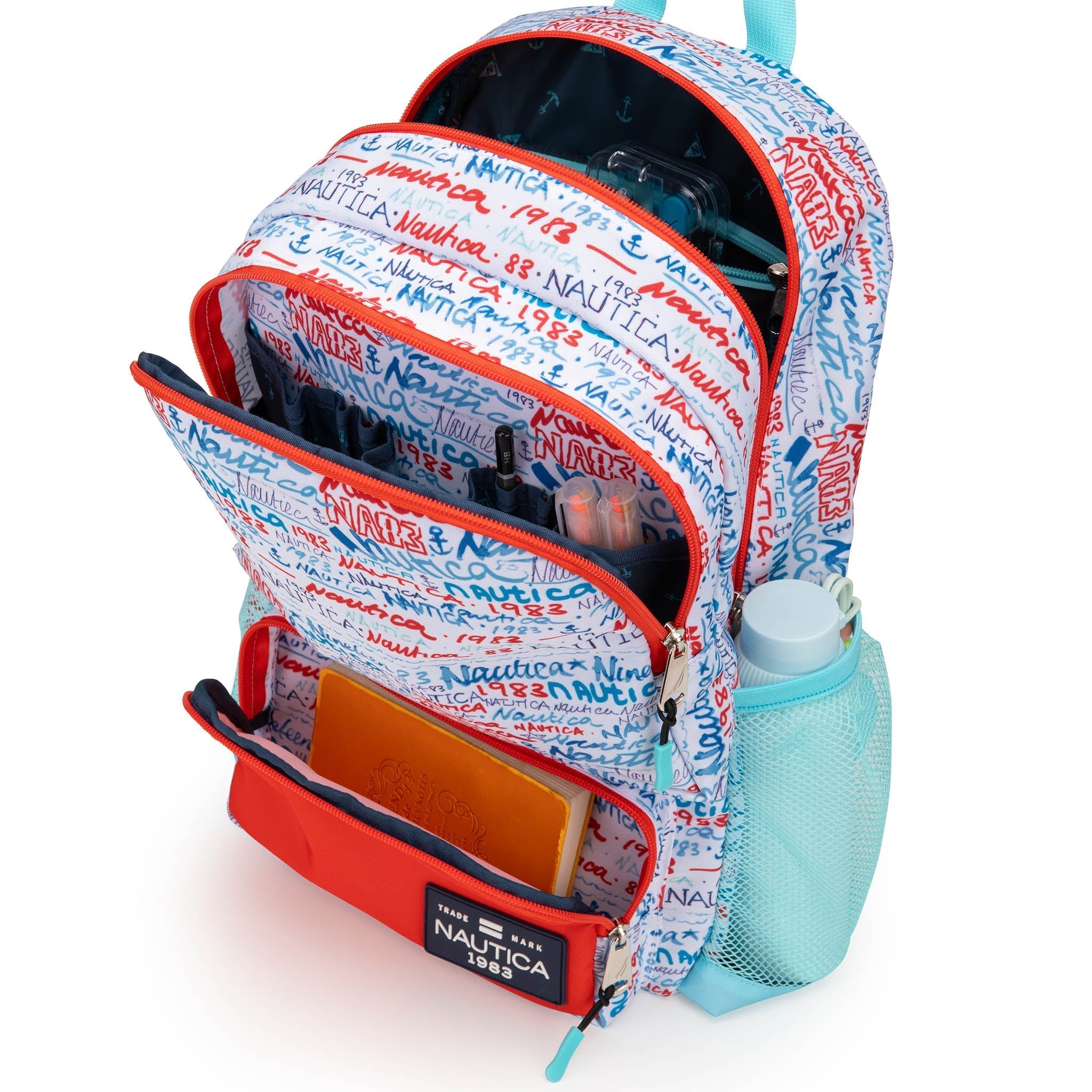 Nautica graffiti print kids backpack with padded straps and multiple compartments for kindergarten and elementary school — view 2