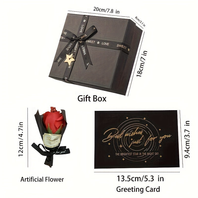 Men's 6-piece accessory gift set featuring a leather wallet, belt, keychain, cooler, and greeting card — view 4