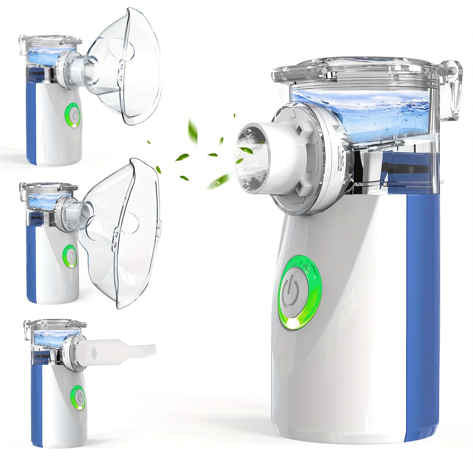 Portable facial steamer and humidifier in blue, featuring compact design and USB charging capability. — view 2