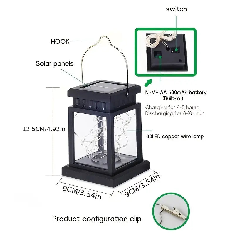 Waterproof solar Christmas lights for outdoor gardens, wireless hanging holiday decoration in durable ABS plastic — view 4