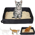 Foldable portable cat litter box in red and black Oxford cloth for travel and camping
