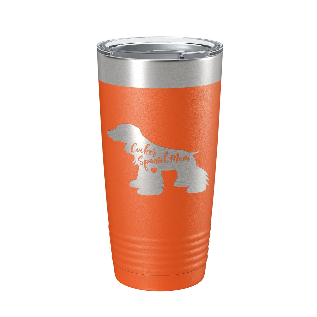 20 oz insulated stainless steel travel tumbler featuring a laser engraved Cocker Spaniel mom design. — view 5