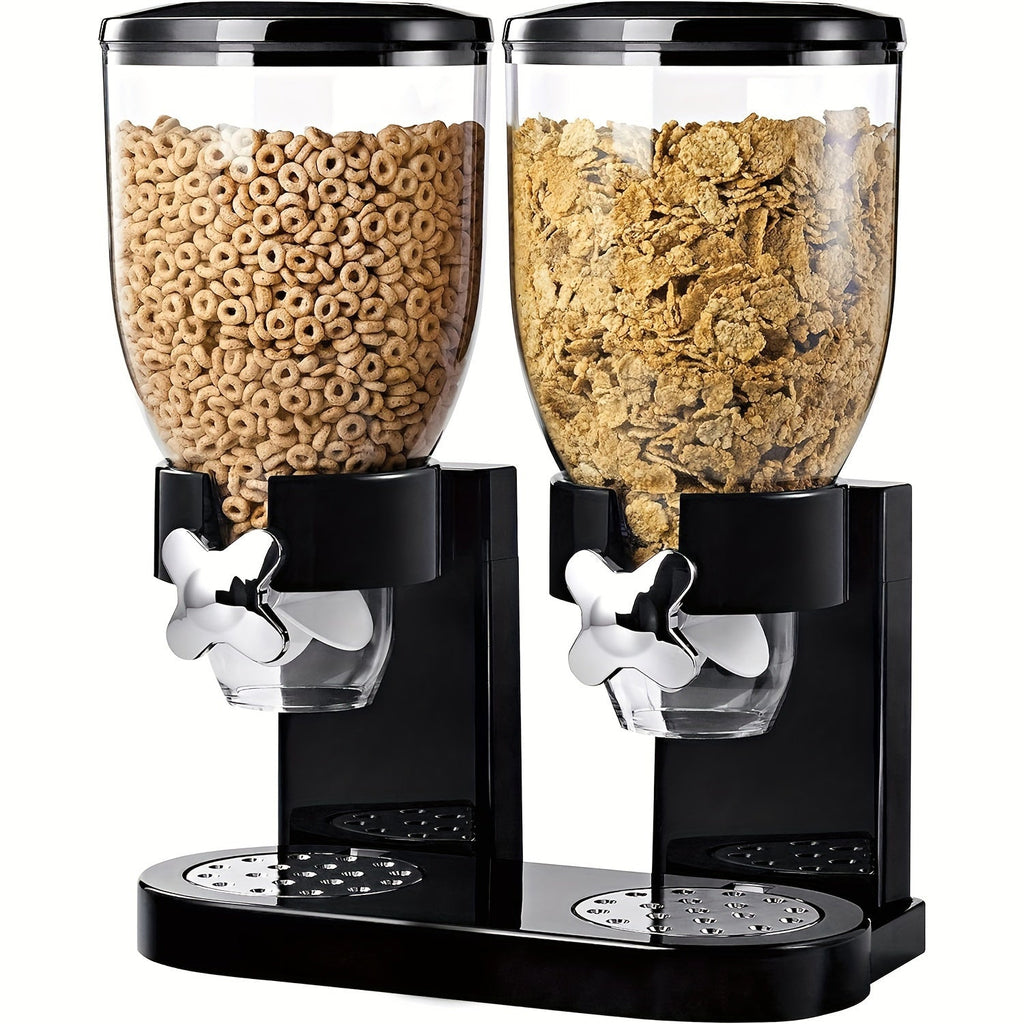 Dual-control large capacity food dispenser in plastic for storing grains and rice