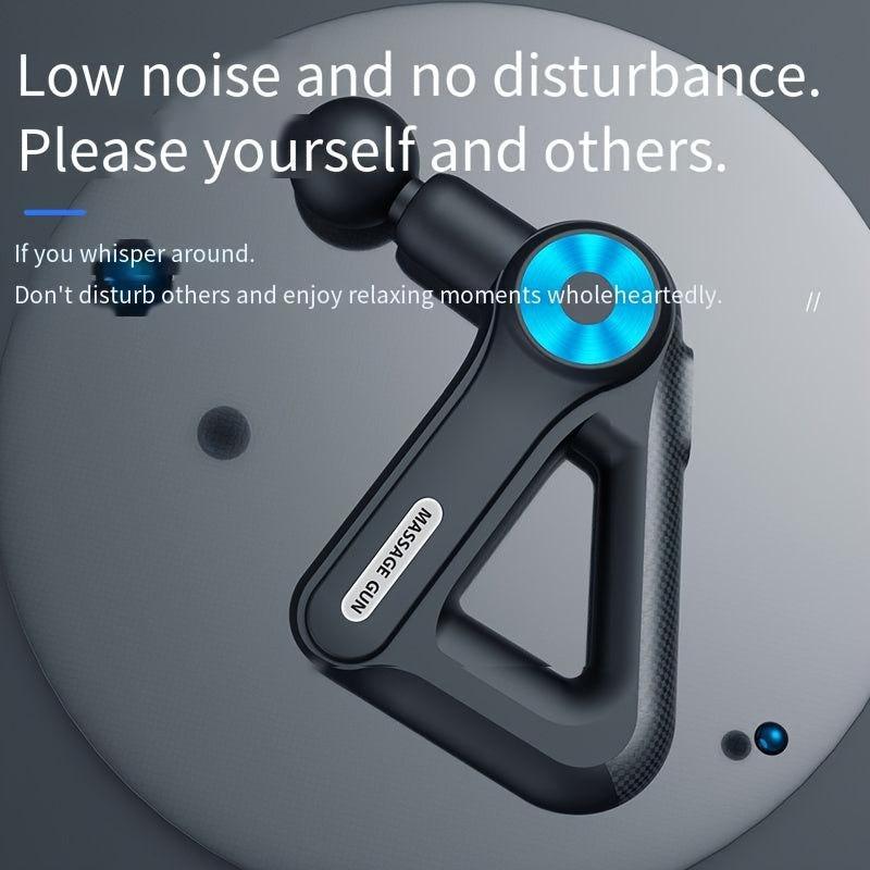Black 9-speed rechargeable fascia massage gun with nine interchangeable attachment heads for deep tissue relief — view 4