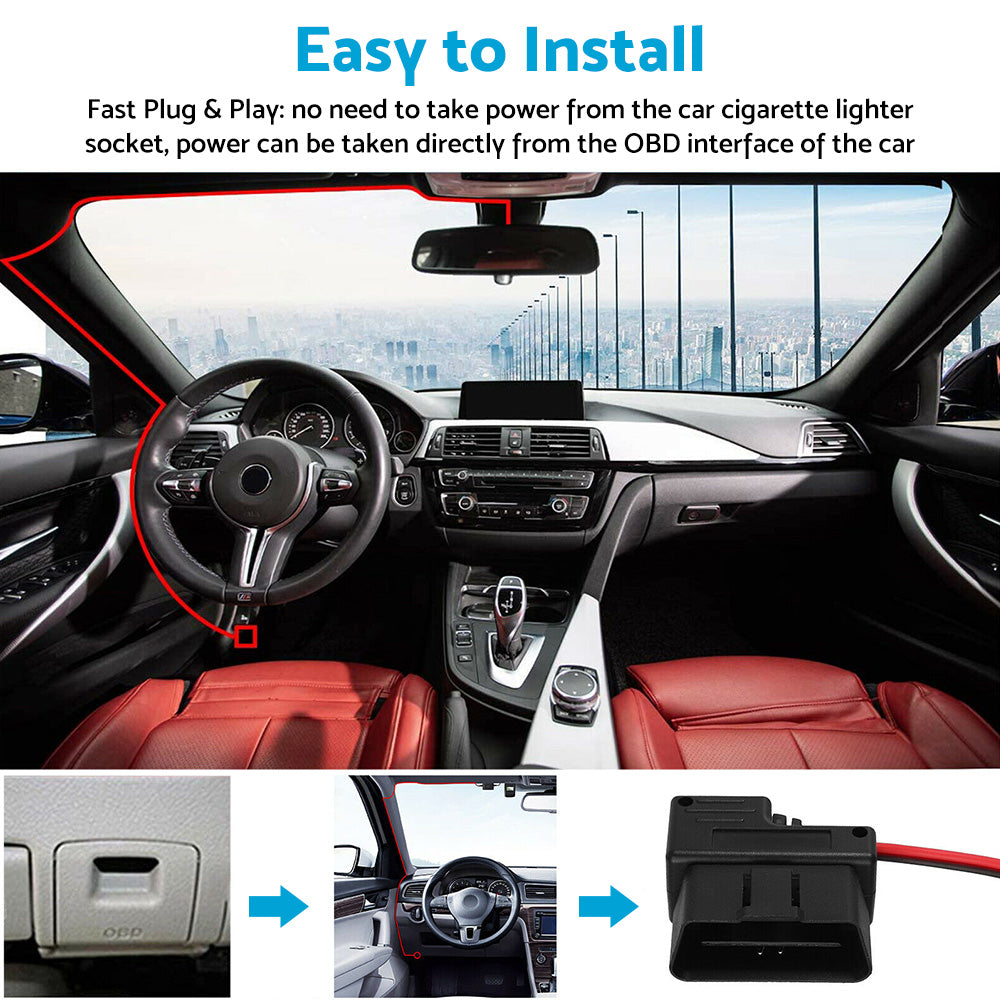 Mini USB dash cam hardwire kit with black fireproof extended cable and built-in power module — view 4