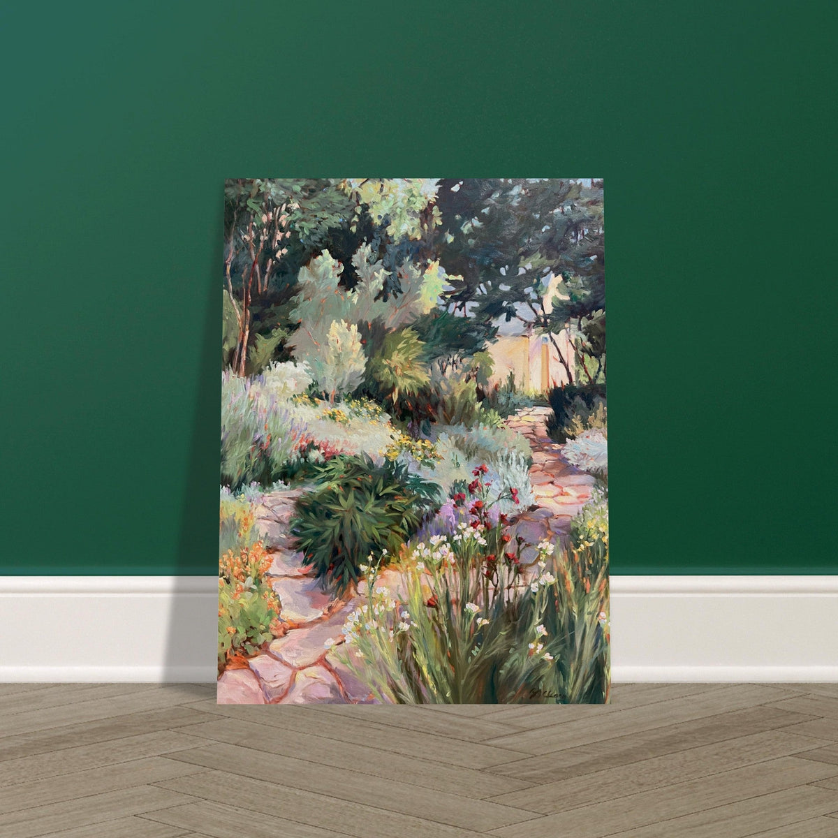 'Garden Path' Floral I 24x32 Museum-Quality Matte Paper Poster | Original Artwork by American Artist Barbara Cleary-1