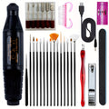 Electric nail drill kit in black with USB power cable for gel and acrylic removal
