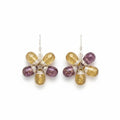 Purple and Yellow Flower Sterling Silver Earrings-0