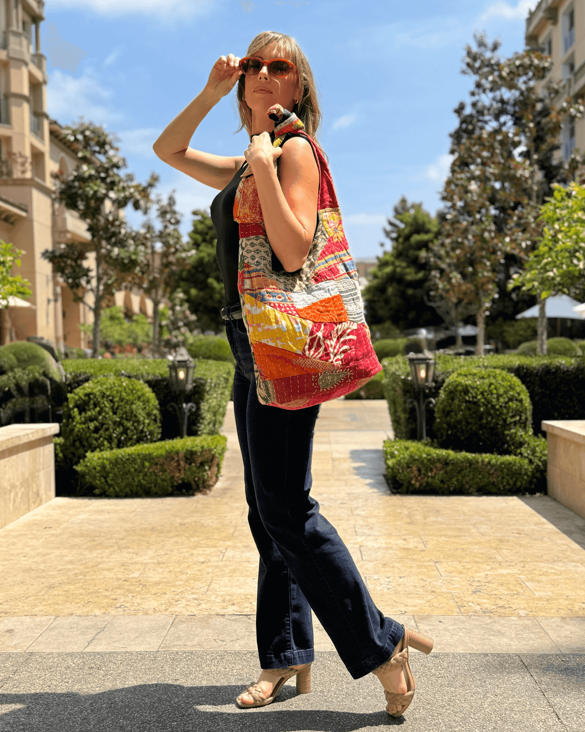 Kathmandu Collection Kantha Patchwork Hobo Bag-2
