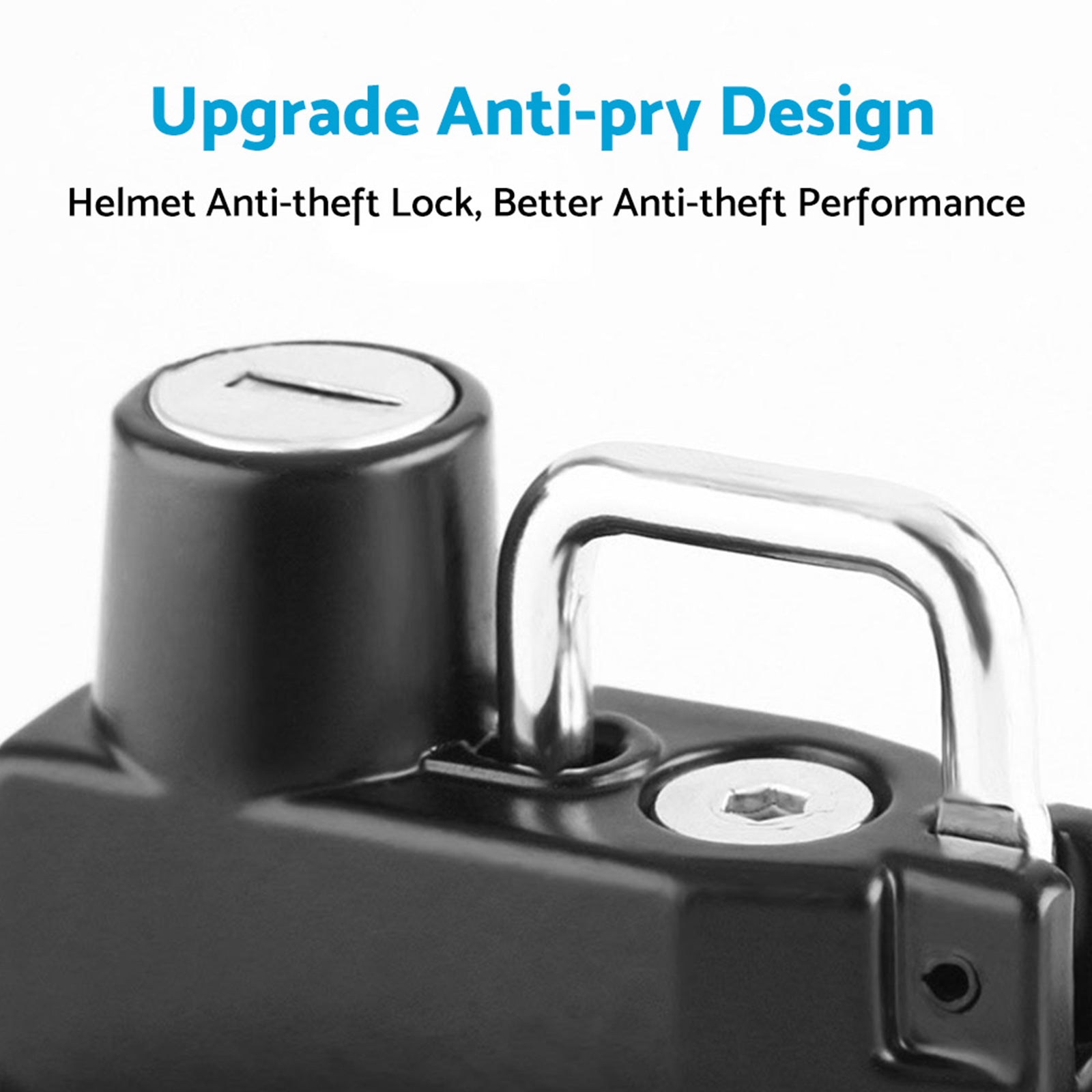Black metal motorcycle helmet lock with two keys for 22mm and 25mm handlebar frame tubes — view 5