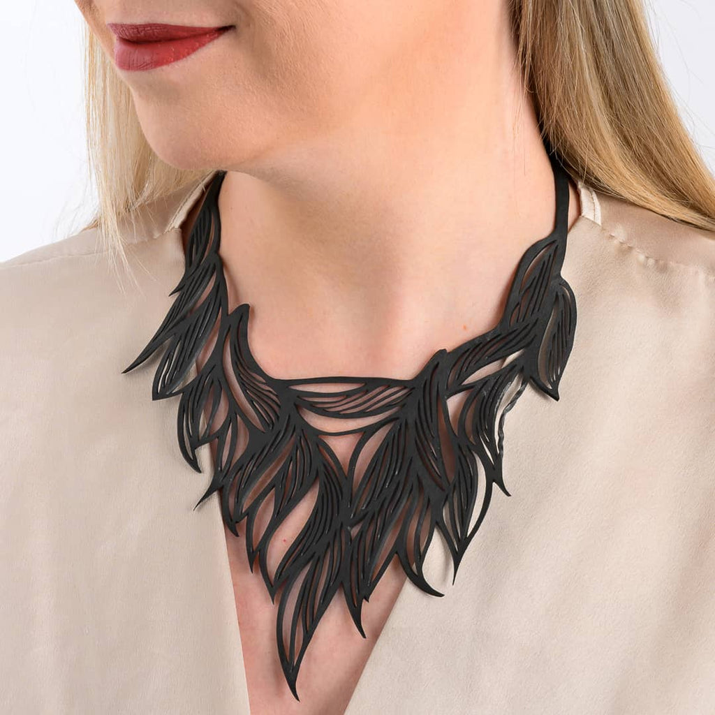 Sula Vine Statement Recycled Rubber Necklace-0
