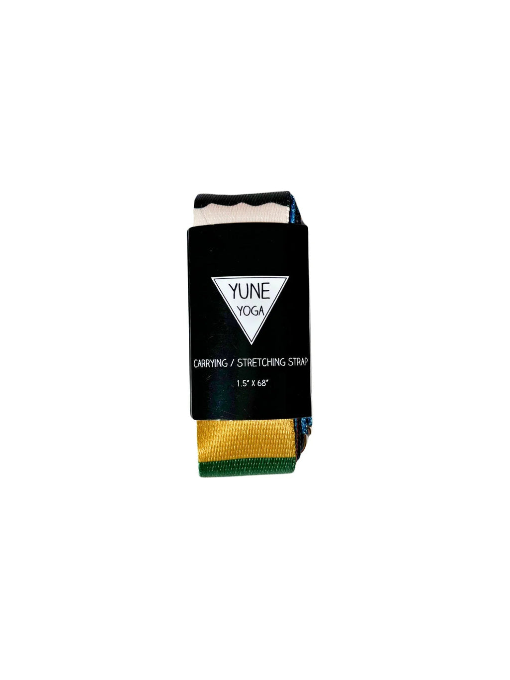Elk Meadow yoga strap in tan organic cotton with metal D-ring buckles — view 3