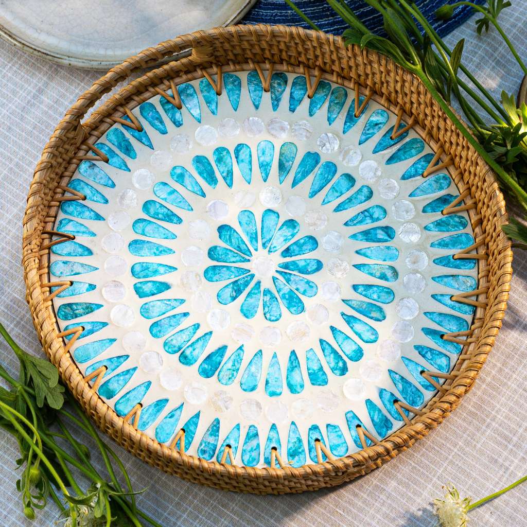Rattan Trays • Mother of Pearl • Ripple (Multiple Sizes)-4