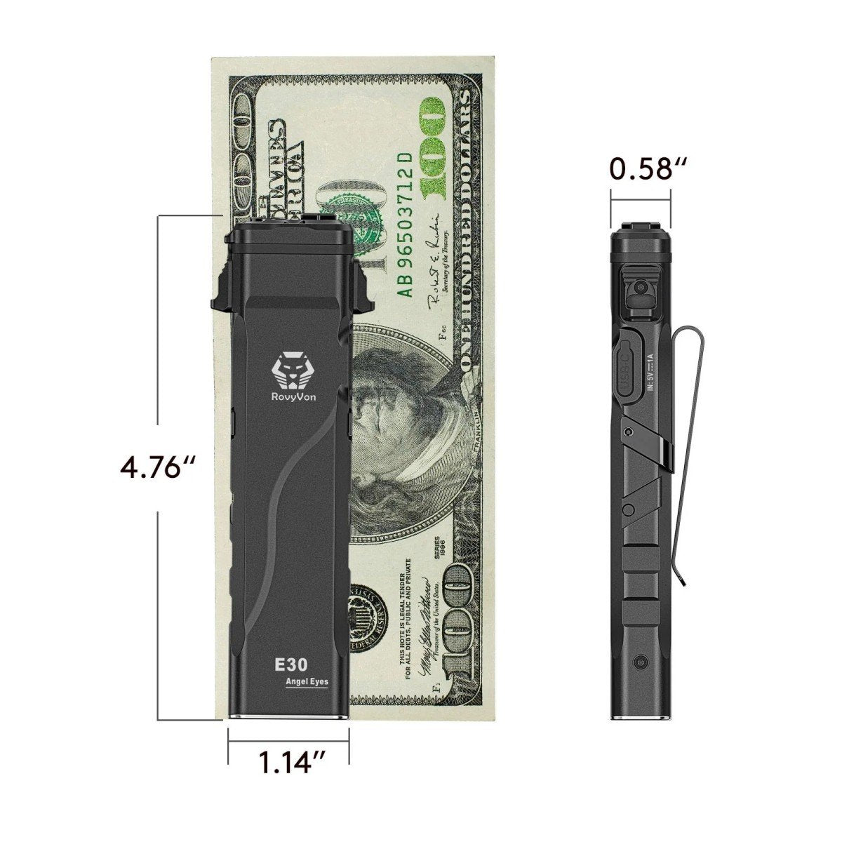 Sleek flat tactical flashlight with dual LEDs and pocket clip for everyday carry and emergencies — view 5