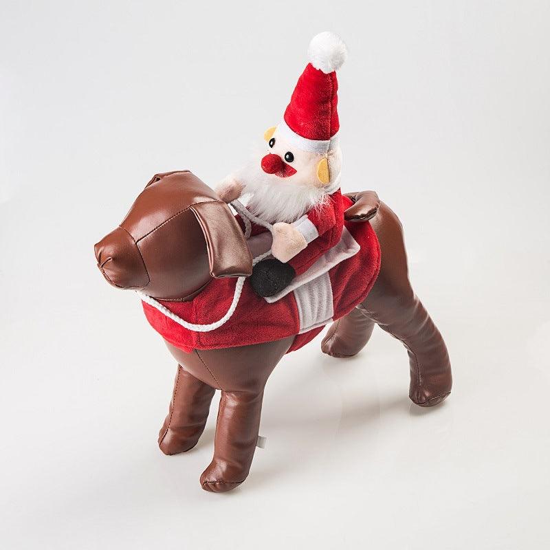 Christmas equestrian dog costume with rider colorful polyester pet holiday apparel