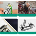 Stainless steel bike multi tool with foldable bits and protective carry case for outdoor repairs