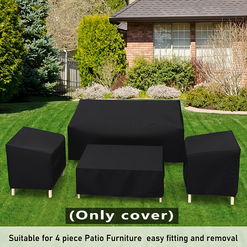 Black waterproof polyester patio furniture covers for outdoor sofa, chairs, and coffee table. — view 5