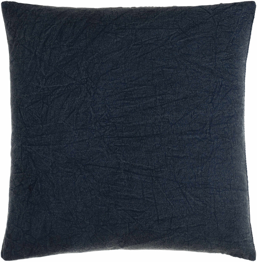 Square navy blue 100% cotton woven throw pillow cover featuring subtle abstract texture details — view 4