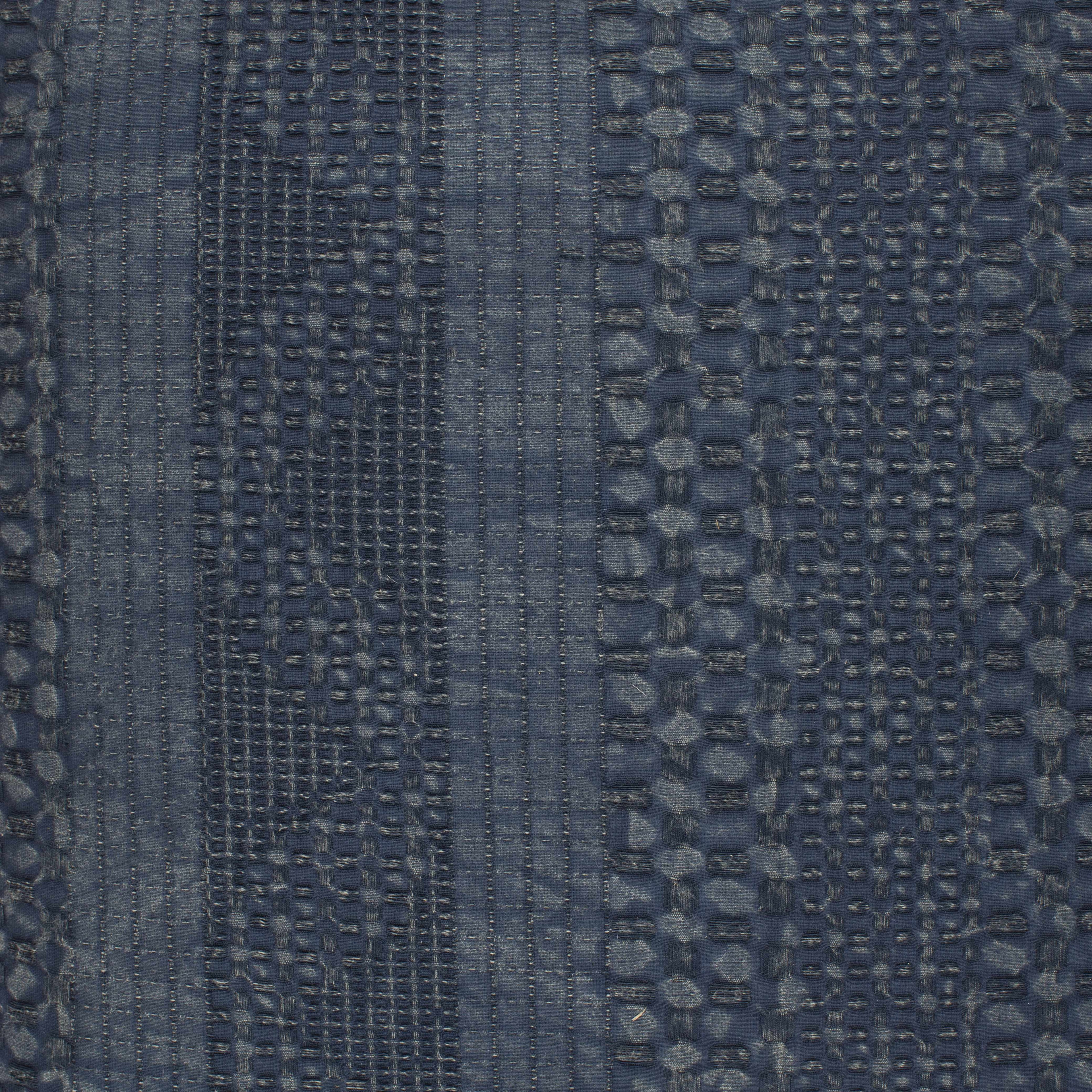 Square navy blue 100% cotton woven throw pillow cover featuring subtle abstract texture details — view 3
