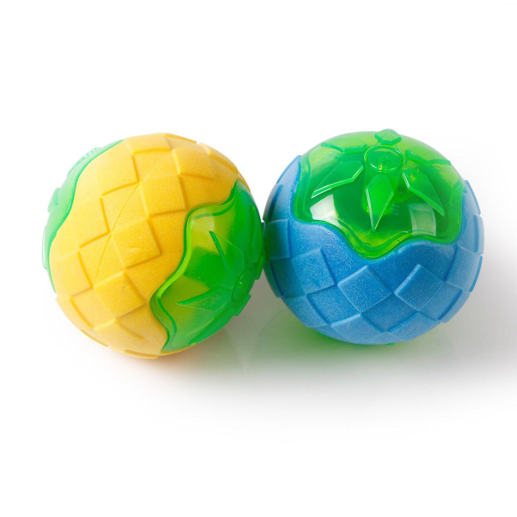Glowing audible dog toy ball in bright plastic with studded teeth-grinding texture for fetch play. — view 3