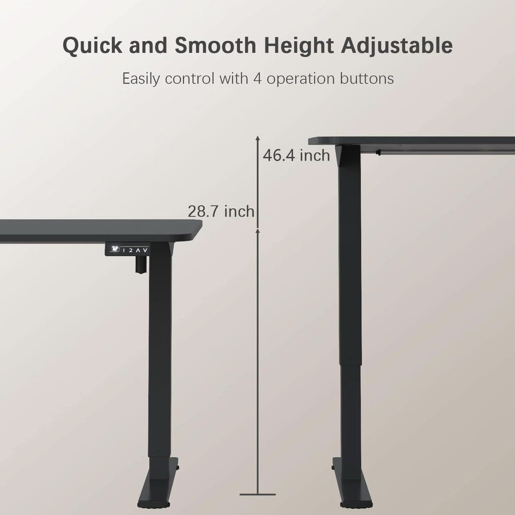 Electric height adjustable standing desk featuring a spacious 55 inch desktop and sturdy steel legs. — view 3