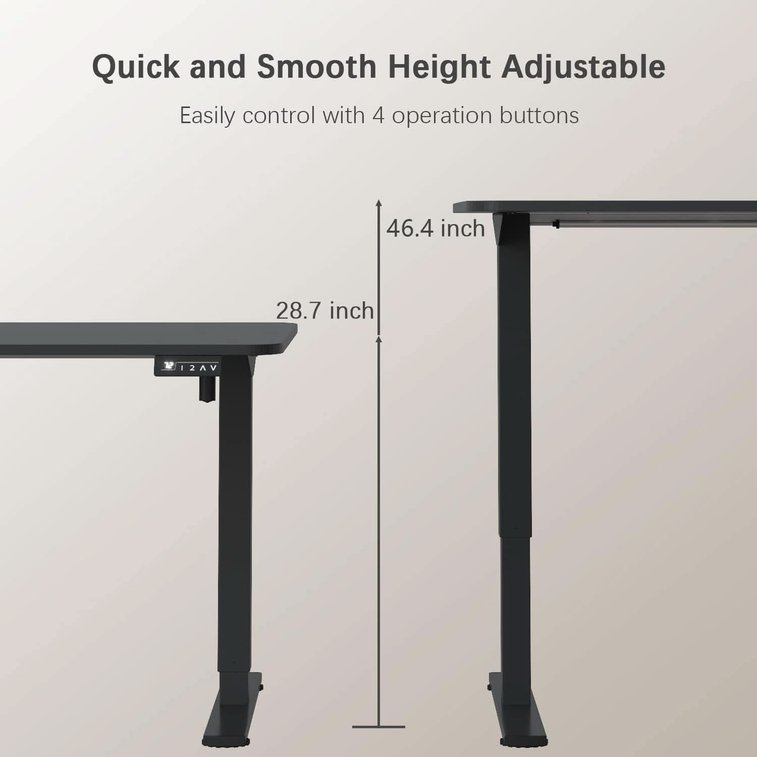 Electric height adjustable standing desk featuring a spacious 55 inch desktop and sturdy steel legs. — view 3