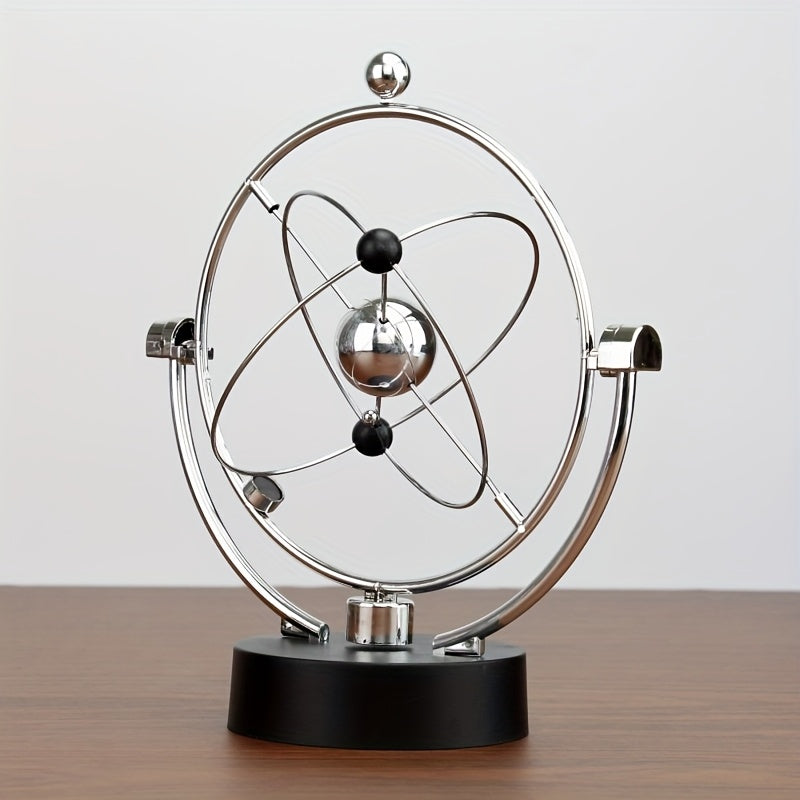 Mixed color tabletop Newton's cradle pendulum desk decor piece showing perpetual motion kinetic art — view 2