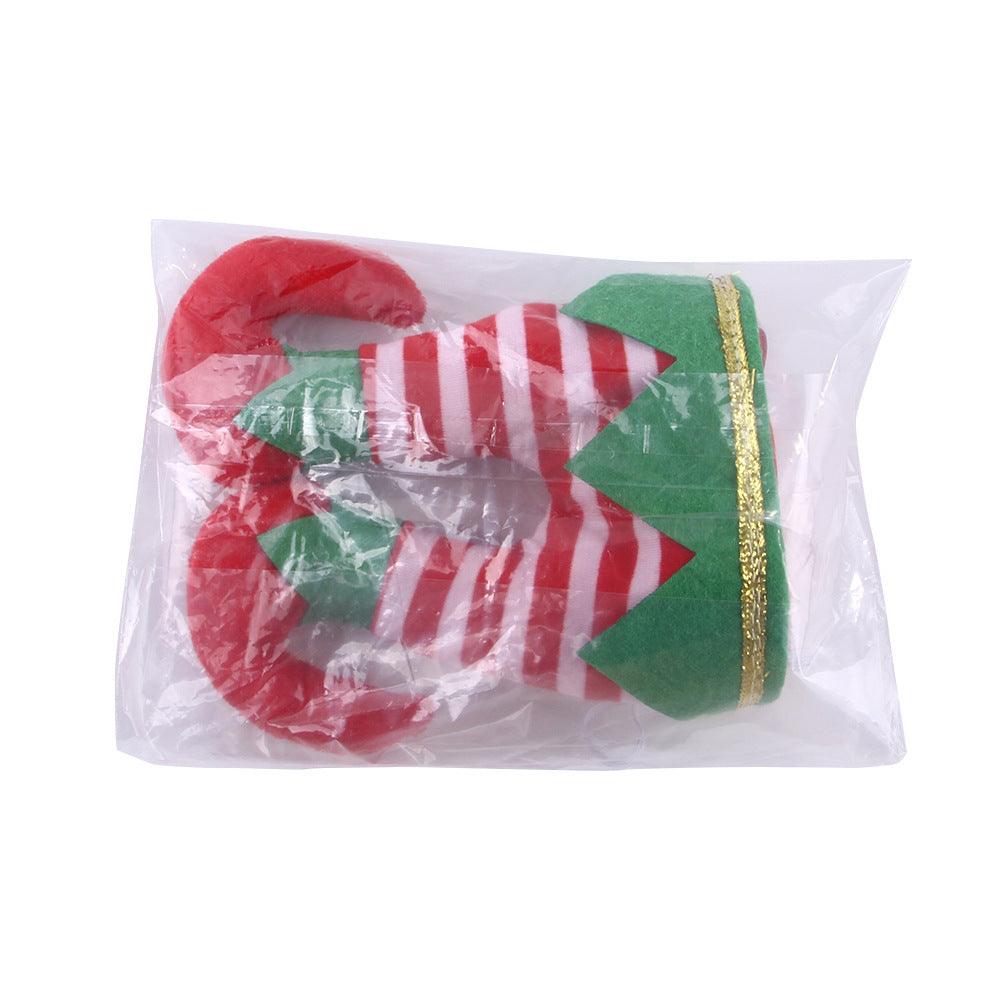 Festive striped pet Christmas hat and clown headgear with an adjustable strap for dogs. — view 3